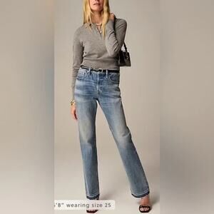 J. CREW Mid-Rise Straight Jean in Cecelia Wash Raw Hem 27